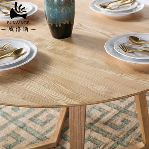 Mesa redonda moderna, sencilla, coreana, juego de mesa de comedor, muebles para el hogar de madera de Fresno norteamericano, fabricación de comedor y OEM, 5 uds. - Product Image 5