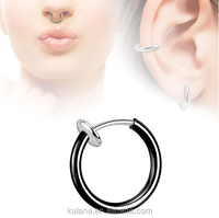 Faux Piercing en acier chirurgical, bijoux pour le nez, boucles pour cartilage de mamelon, 1 pièce