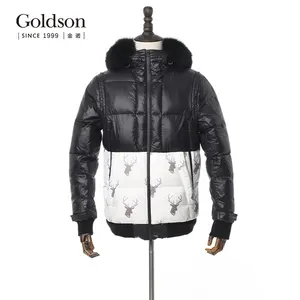 Russische Groothandel Hoge Kwaliteit Mannen Outdoor Lange Dikke Hooded Wasbeer Bont Winter Eend Donsjack