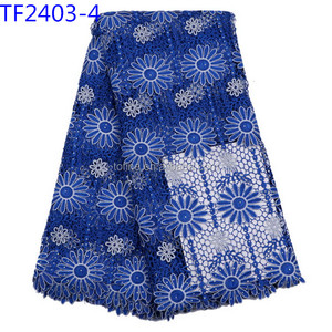 Tissu de dentelle de cordon blanc beau tissu de dentelle de Guipure de conception de mode avec le modèle de fleur pour faire les femmes s'habillent - Product Image 3