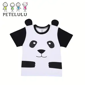 Guangzhou Garment Factory Panda With Ear Screen Printing T Shirt