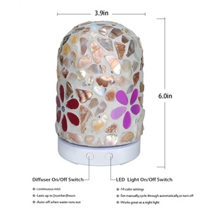 Otel arabaları ve ev kullanımı için 14-120 ile uçucu yağ ml mozaik cam aromaterapi nemlendirici difüzör renkli LED ışıklar - Product Image 4