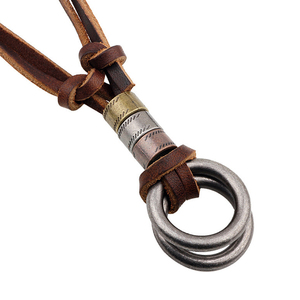 Nuovi Arrivi Della Catena del Maglione Doppio Cerchio Dell'annata Primo Strato di Cuoio Della Collana Del Pendente - Product Image 2