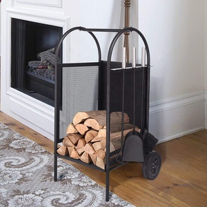 Support <span class=keywords><strong>de</strong></span> <span class=keywords><strong>bois</strong></span> <span class=keywords><strong>de</strong></span> <span class=keywords><strong>chauffage</strong></span> en fer forgé noir, chariot à roulettes, offre spéciale - Product Image 4