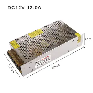 DC12V แหล่งจ่ายไฟ Led ไดร์เวอร์150วัตต์12.5A อะแดปเตอร์โคมไฟหม้อแปลงสวิทช์สำหรับนำแถบ