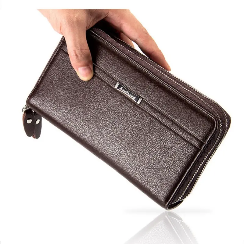 Direct Manufacturer Baellerry classic hot sale Men's Long Style Double Zipper Large Capacity PU Leather Clutch Phone Wallets