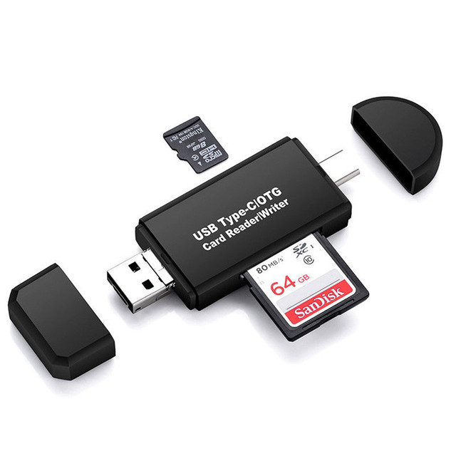 SD Card Reader USB C Card Reader 3 in 1 USB 2.0 TF/Mirco SD Smart Memory Card Reader Type C OTG Flash Drive Cardreader Adapter