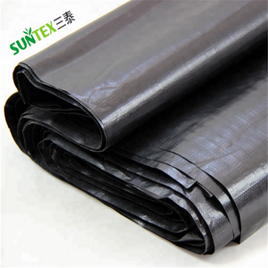 350gsm HDPE noir tissé renforcé géomembrane tissu polyéthylène doublure pisciculture 12*15m, couverture de décharge en plastique Flexible - Product Image 4
