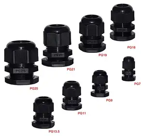 Factory Metric Thread waterproof cable connector plastic IP68 nylon Adjustable 3.5 - 13mm Black Cable Glands Joints P