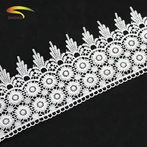 custom wholesale nigerian white cotton net knitted lace trim for clothes