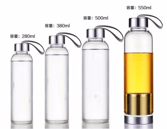 18oz Leak-Proof Glass Bottles Juicing Containers Water Beverage Bottles With Nylon Sleeve