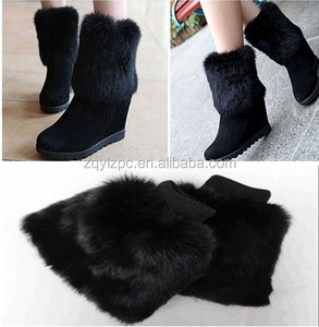Wholesale Warm Plaid Pattern Breathable Rabbit Fur Boot Cover / Boot Cuff <strong>Leg</strong> <strong>Warmer</strong> for Women Daily Use - Product Image 5