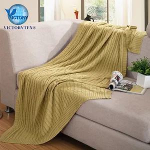 120x180cm 11 Colours 100% Cotton Knit Winter Blanket Double Side Heat Preservation Cashmere Knit Blanket For Winter Knit Blanket