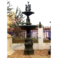Fontaines d'eau vintage pour patio et jardin, grandes fontaines d'ange à deux niveaux, fontaines en fonte de fer pour l'extérieur, chérubins, jardins aquatiques, cascades