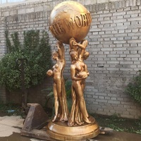 Statue en bronze coulé YOUFINE pour décoration intérieure et extérieure, taille réelle, sculpture « Le monde est à vous »