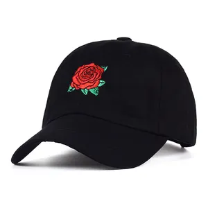 थोक फैशन महिलाओं के लिए टोपी गुलाब जीन बेसबॉल टोपी उच्च गुणवत्ता 6 पैनल वॉशर बेसबॉल टोपी