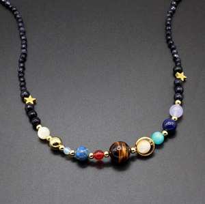 Collana con Perline in Pietra Naturale DIY Glamour del Sistema Solare con i Nove Pianeti più Plutone per Donne - Product Image 1