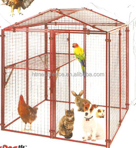 Sistem kandang Modular sederhana aman untuk hewan peliharaan kayu dan rumah anjing logam dengan jaring dan besi berkabel pola segitiga pembawa anjing - Product Image 1