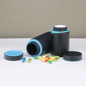 Botol Pil Vitamin Obat Plastik Suplemen Kapsul Plastik Sentuhan Lembut Matte Hitam PET - Product Image 4