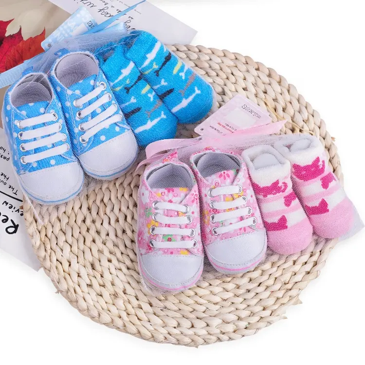 2-Pieces Set Hot Selling Toddler Kit Knit Baby Shoes With Cotton