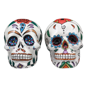 Giorno Dei Morti Del Fiore Della Decalcomania Teschi di Sale di <span class=keywords><strong>Ceramica</strong></span> E Pepe Shaker per il Commercio All'ingrosso Moderna Utensili Da Cucina - Product Image 1