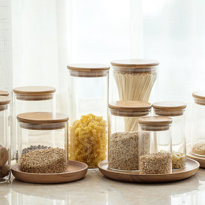 Personalizzabile Logo eco-friendly vetro borosilicato di stoccaggio di bambù contenitore cibo 50ml-1L vasetti con coperchio a pressione - Product Image 3