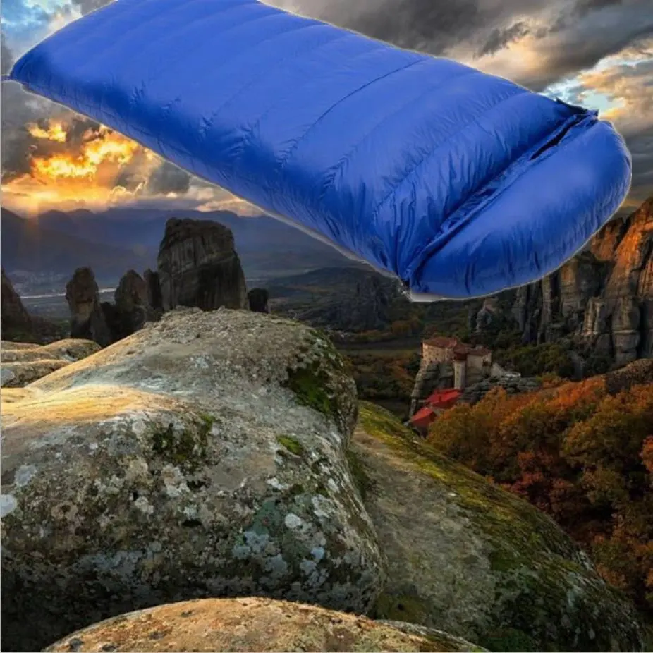 Высококачественный нейлоновый спальный мешок с 90% гусиным или утиным пухом, от 5 до 0 градусов