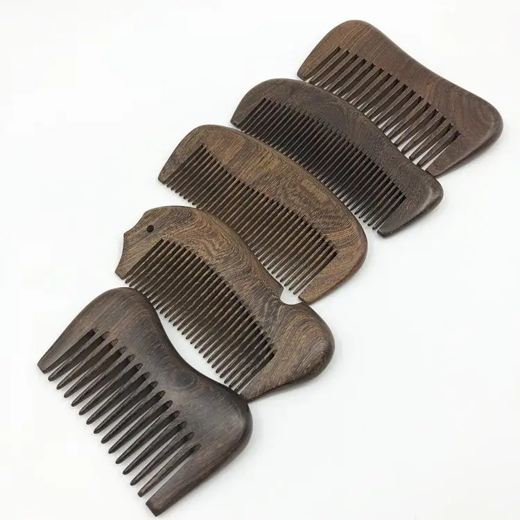 Custom Different Shapes Carved Anti-static Sandalwood Healthy Hotel Luxury Hair Wooden Comb