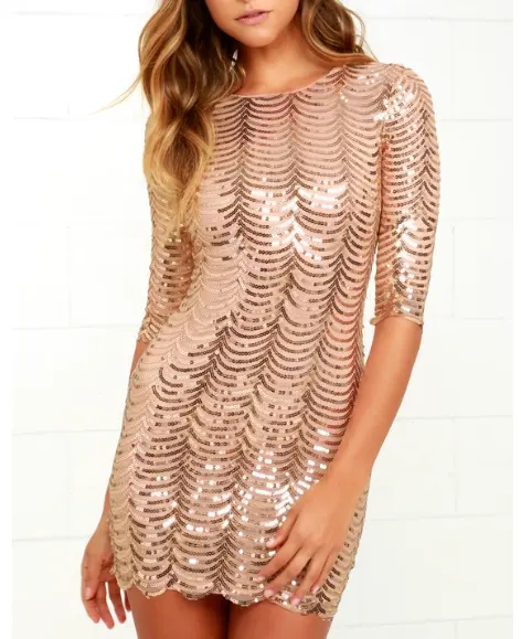 hot sell sexy golden sequin party club bodycon dress for women