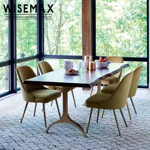 WISEMAX 가구 프랑스 스타일 식당 가구 현대 황금 스테인레스 스틸 다리 부드러운 벨벳 식당 의자