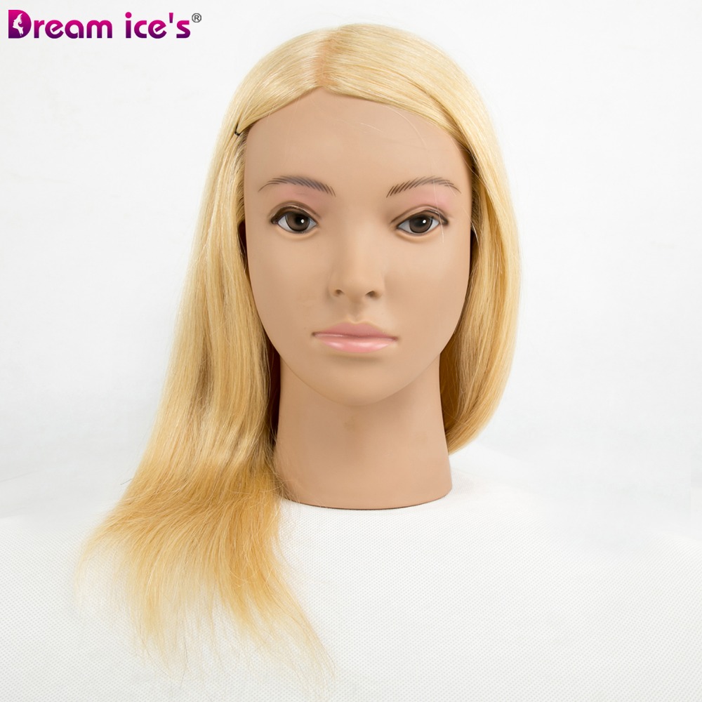 Dream ice парикмахерский салон длинные волосы голова манекена для тренировки с зажимом, парикмахерские куклы настоящие человеческие волосы манекен С плечиками