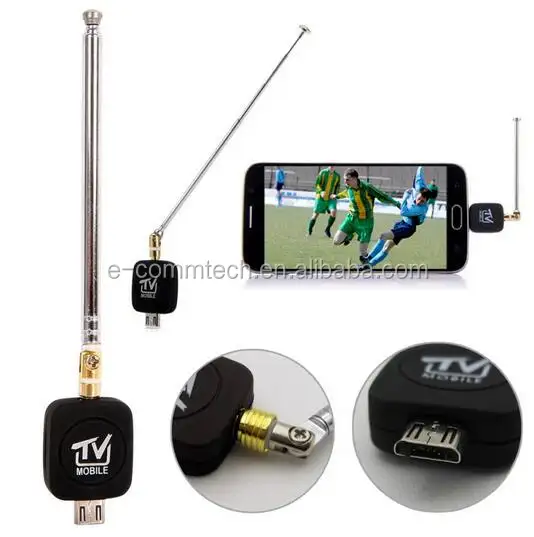 Micro USB Mini DVB-T HD เครื่องรับสัญญาณทีวี,เครื่องรับสัญญาณดาวเทียมดิจิตัล + เสาอากาศสำหรับแอนดรอยด์4.03-4.10