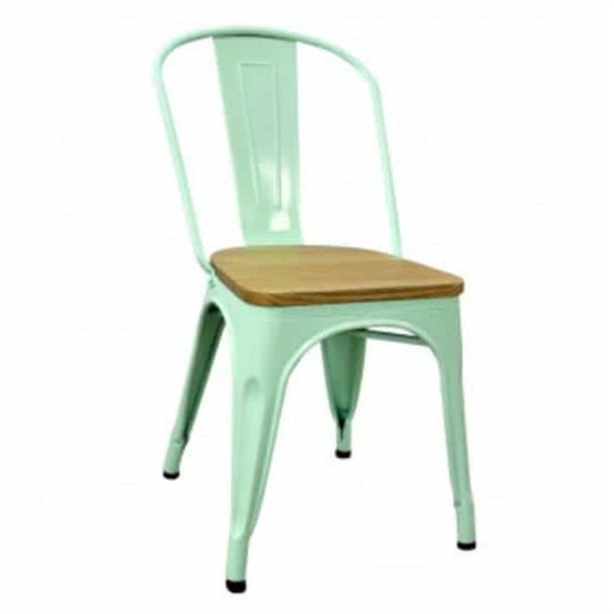 Vintage Copper Tooolix Style Metal Side Chair With Solid Wood Seat Industrial Furniture for Dining Room and Restaurant