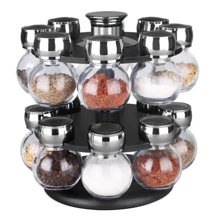 16pcs Rotundity bottle Revolving Spice Jar Rack herb & spice tools