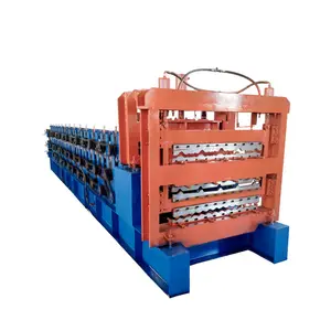 three layer roofing sheet wall panel glazed tile cold roll forming machine