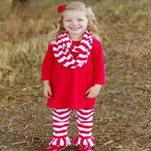 Conjuntos de Boutique para Bebés Niñas Otoño: Lindos Pantalones con Volantes a Rayas y Ropa Infantil Fruncida al por Mayor, Moda Primavera para Niños - Product Image 3