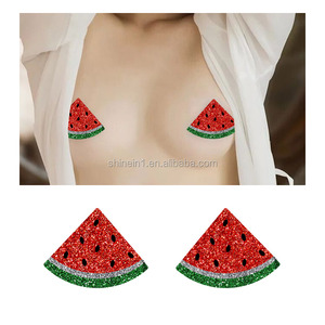 Großhandel New Watermelon Shape Brust pasteten Einweg Boob Glitter Nippel Abdeckung für Frauen - Product Image 1