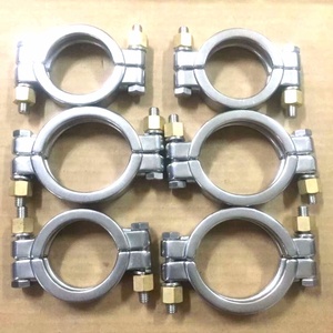Colliers de serrage sanitaires haute <span class=keywords><strong>pression</strong></span> en acier inoxydable SS304 de 4 pouces avec boulons en laiton - Product Image 1
