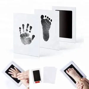 Baby Handprint Footprint Photo Frame Kit for Newborn Boys and Girls, Babyprints Paper and Clean Touch Ink Pad Memory manual