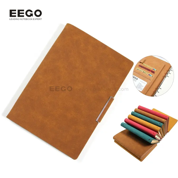 Promocional vintage a4 personal de la cubierta de la escuela mini bolsillo eego eco recargable diario con pluma