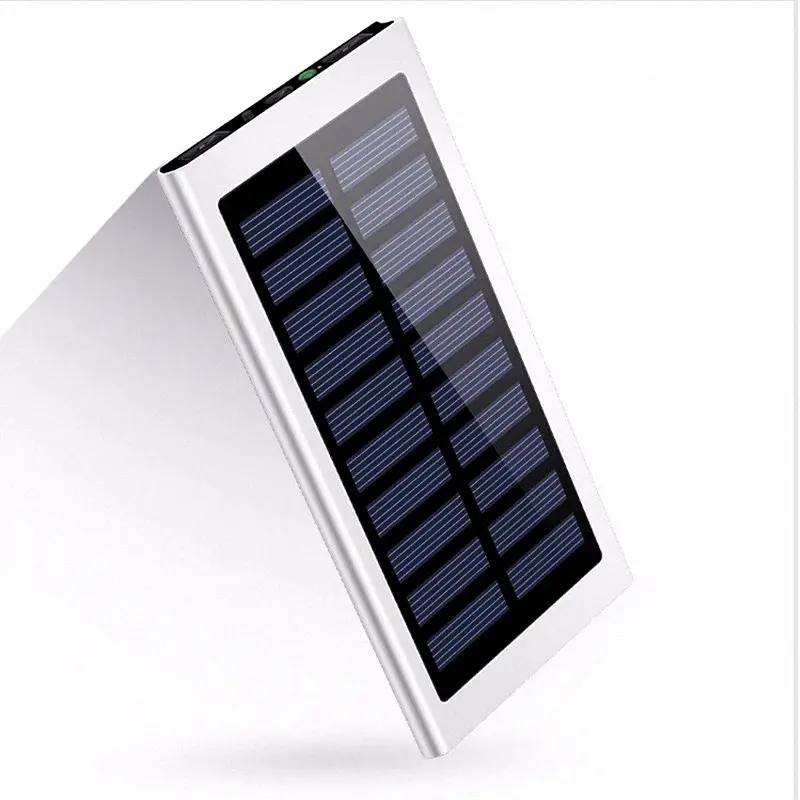 Thin metal Solar Power Bank Mobile phone charger 8000mah portable external Battery cell phone powerbank