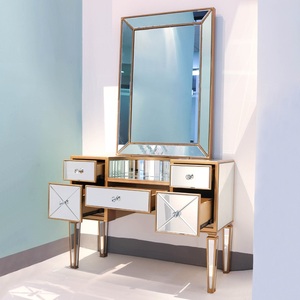Unique Design Bedroom Furniture Sparkly <strong>Mirrored</strong> Dresser 5 Drawers <strong>Dressing</strong> <strong>Table</strong> <strong>with</strong> Round Stool - Product Image 5