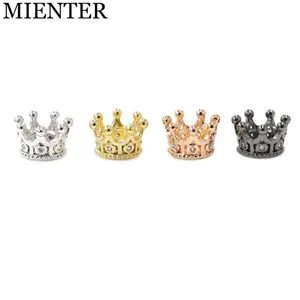 Wholesale jewelry making supplies customized copper inlaid white zircon crown charms spacer beads