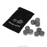 Forme ronde personnalisée stéatite boisson congelée glaçons bière vin glace pierre granit roches avec pochette