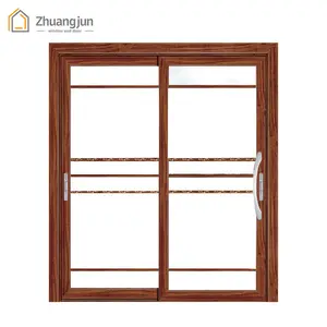 Wood Color Aluminum Profile Sliding Door for Villa Interior