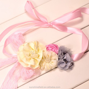 Flor de la vendimia que hace juego del bebé de la venda de La Flor accesorios para el pelo fotografía props boda - Product Image 1