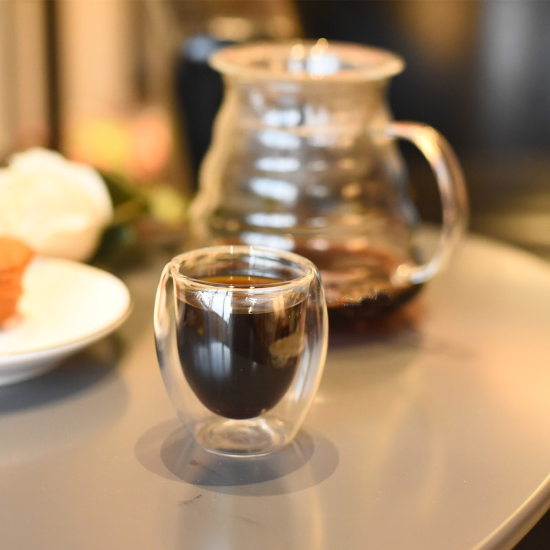 Wholesale double wall glass coffee cup stemless heat resistant double wall glass coffee cup