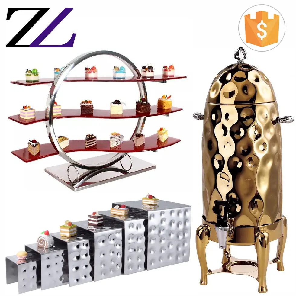 Catering material and supply hammered stainless steel buffet server elevation buffet food display stand