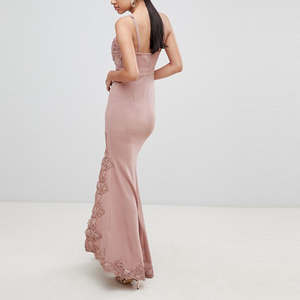 Señoras Bandeau Maxi vestido Sexy triángulo encaje ajuste Slim Fit vestido <span class=keywords><strong>de</strong></span> baile muslo Split <span class=keywords><strong>maternidad</strong></span> Natural noche <span class=keywords><strong>fiesta</strong></span> satén vestido - Product Image 2