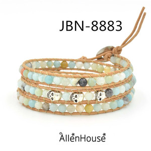 Encantos Del Cráneo Del Metal <span class=keywords><strong>de</strong></span> Cuero <span class=keywords><strong>de</strong></span> cristal <span class=keywords><strong>de</strong></span> ágata Pulsera <span class=keywords><strong>de</strong></span> Múltiples Capas Pulsera Boho temporada <span class=keywords><strong>de</strong></span> Verano - Product Image 4
